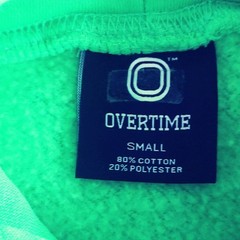 Overtime Lime Green Pullover Hoodie Kangaroo Pocket Small Streetwear Performance