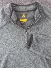 Browning Men’s Large Gray 1/4 Zip Pullover Fleece Sweater Buckmark Hunting