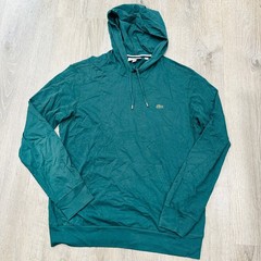 Lacoste Hoodie Mens Large sz 5 Green Regular Fit Cotton Jersey Pullover Sweater