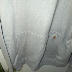 Men’s Carhartt Force Hoodie Large Gray Relaxed Fit Graphic Logo Lightweight
