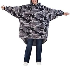 The Wayy Big Plush Oversized Hoodie Lined Unisex One Size Camo Ribbed Cuffs
