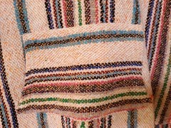 Baja Joe Poncho Hoodie Size Large Pink Multicolor Woven Mexican Baja Pullover