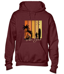 SURFER BEACH SILHOUETTE HOODY HOODIE CASUAL SUMMER HOLIDAY CLOTHING FUNNY TOP