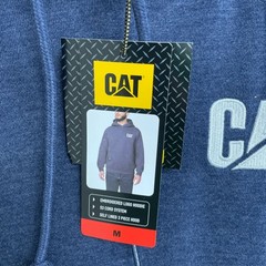 CAT Men’s M Blue Embroidered Logo Hoodie Self-Lined Hood & Kangaroo Pocket N0302