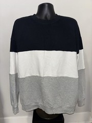 Original Use black, white, and gray color block crewneck sweatshirt