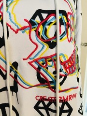 Create 2MRW NWT Size L White Graffiti Embroidered Hoodie Sweatshirt Retail $70