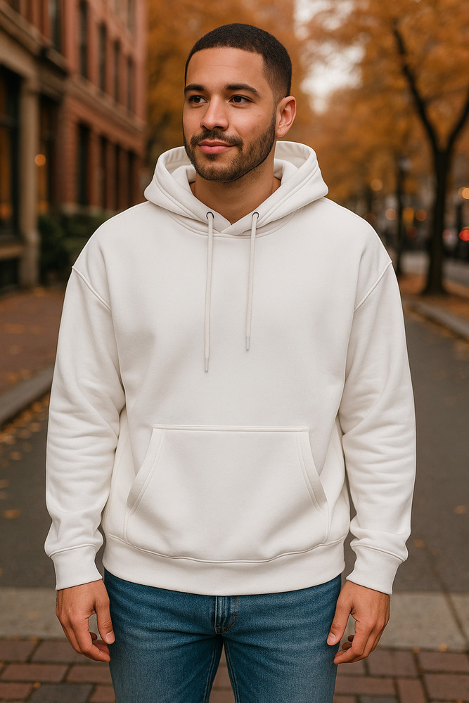 The Gym People Men’s Medium White Fleece Lined Hoodie Sweatshirt