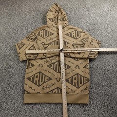 NEW True Religion Hoodie Mens S Beige Horseshoe Logo Full Zip Sweatshirt Jacket