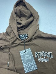 Rebel Vengeance Brown Hoodie with Flame Design