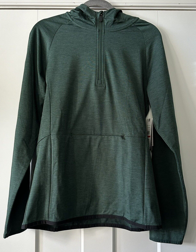GAIAM NWT Mens M Time to Train LS 1/4 Zip Hoodie Pine Grove Heather Green NWT$70