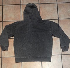 Men’s Plain Black Distressed Faded Hoodie Size Large