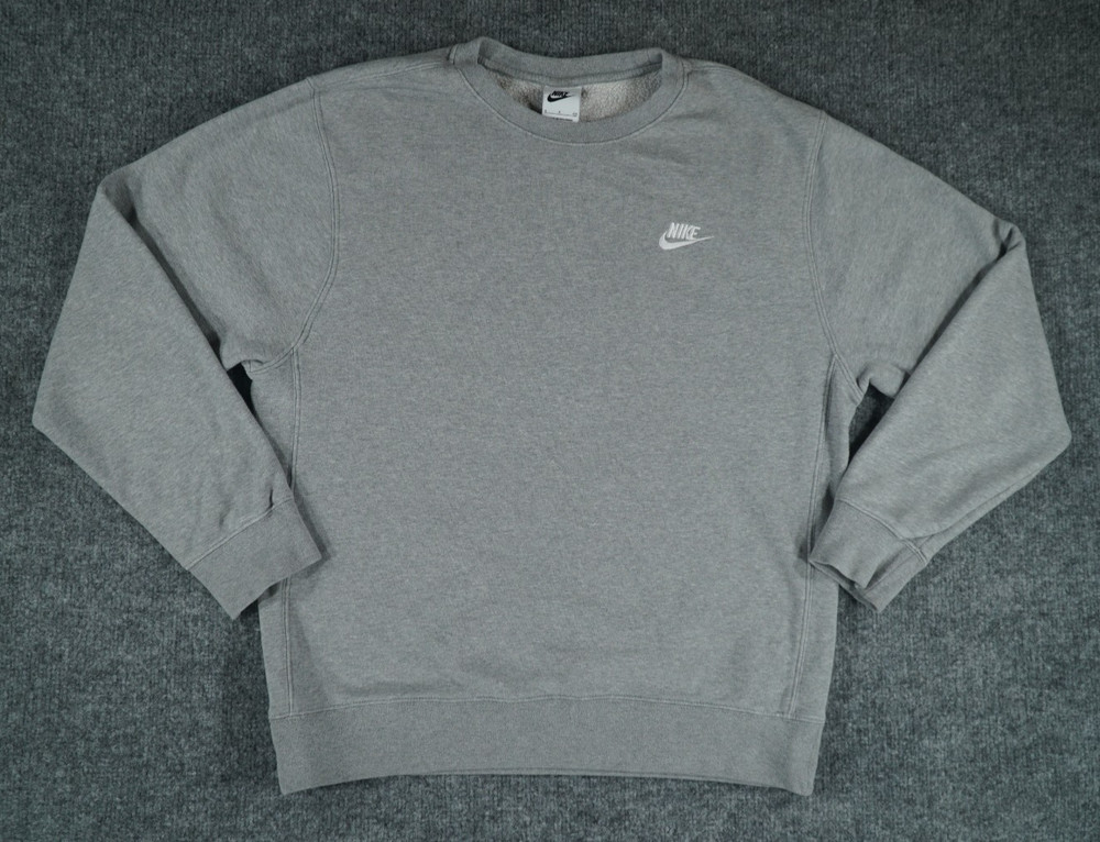 Nike Sweatshirt Mens Small Gray Club Fleece Crewneck Pullover Swoosh Logo BV2662