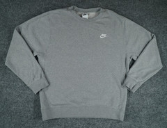 Nike Sweatshirt Mens Small Gray Club Fleece Crewneck Pullover Swoosh Logo BV2662