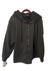 H L SHERPA LINED ZIP FRONT BLACK HOODIE SIZE XL UNISEX NWT