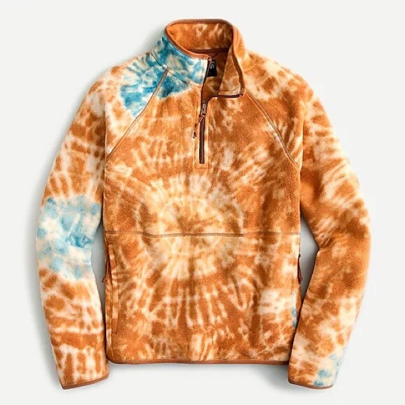 NEW J Crew Fleece Pullover Sweatshirt Mens MEDIUM Polar Orange Colorful $148