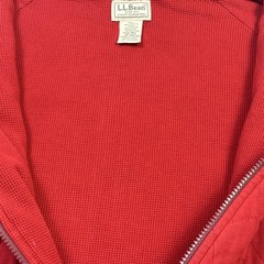 L.L. Bean Waffle-Knit Insulated Hoodie Mens Medium Red Full Zip Long Sleeve