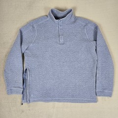 Rhone Weekend Pullover Henley Mens Large Blue Midweight Quilted Fabric *READ