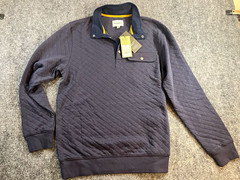 Goodfellow & Co Men’s Quilted Mock Neck Snap Pullover Sweatshirt Navy M