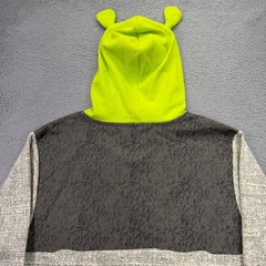 Shrek Hoodie Mens Large Lime Green Gray Costume Cosplay Ears Dreamworks