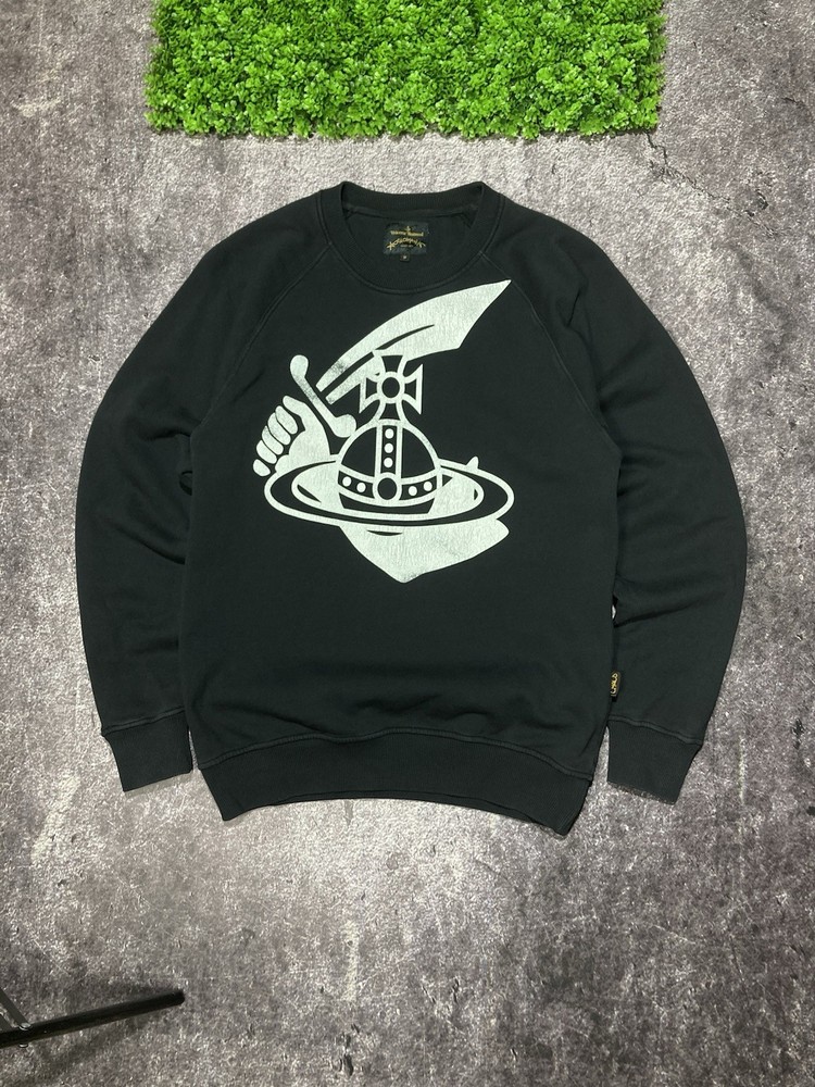 Vivienne Westwood Anglomania Chaos Big Logo Print Black Sweatshirt Y2K Size M