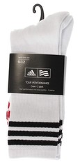 adidas Men’s Tour Performance Crew Athletic Socks, Cushioned Sole, White