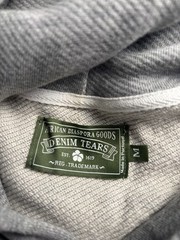 DENIM TEARS Men’s Gray Cotton Fleece Pullover Hoodie Graphic Print Size M