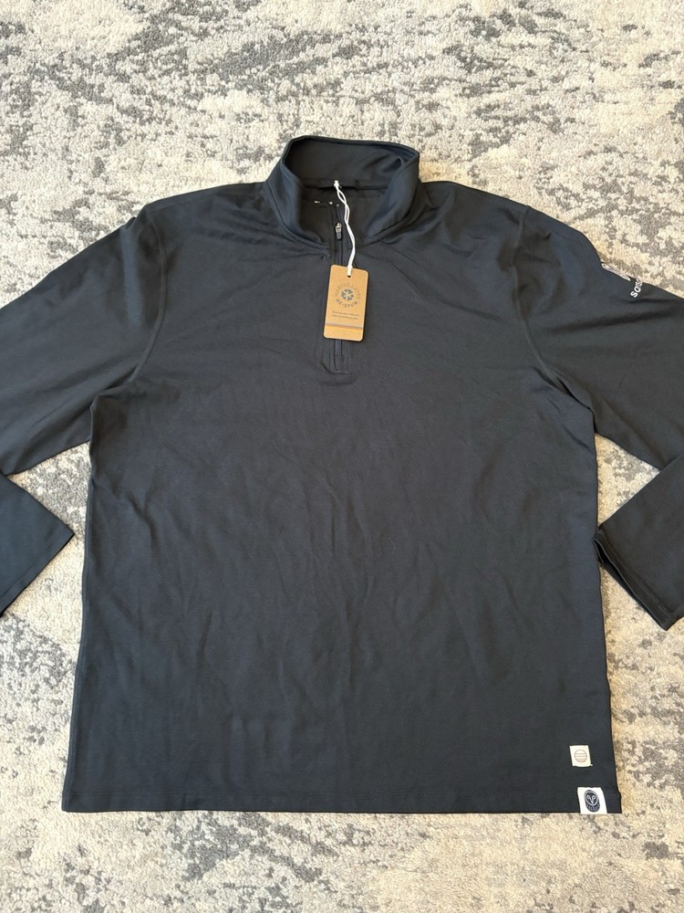 New Marine Layer Re-Spun Sport Quarter Zip Mens L Charcoal Performance Logo