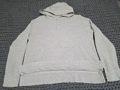 Todd Snyder Light Heather Gray Pullover Henley Hoodie Lightweight Sweatshirt LG