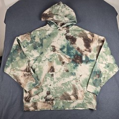 No Boundaries Men’s XL Oversized Fleece Hoodie Tie-Dye Green Brown