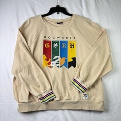 Harry Potter x SHEIN Hogwarts House Banners Sweatshirt Beige Cream Crewneck 3XL