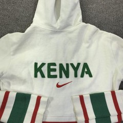 Nike Hoodie Sweatshirt Mens Large White Full Zip Track Kenya MMIV Striped Logo