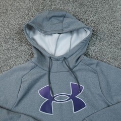 Under Armour Hoodie Mens M Gray Fleece Pullover Sweatshirt Logo Loose Fit Gym