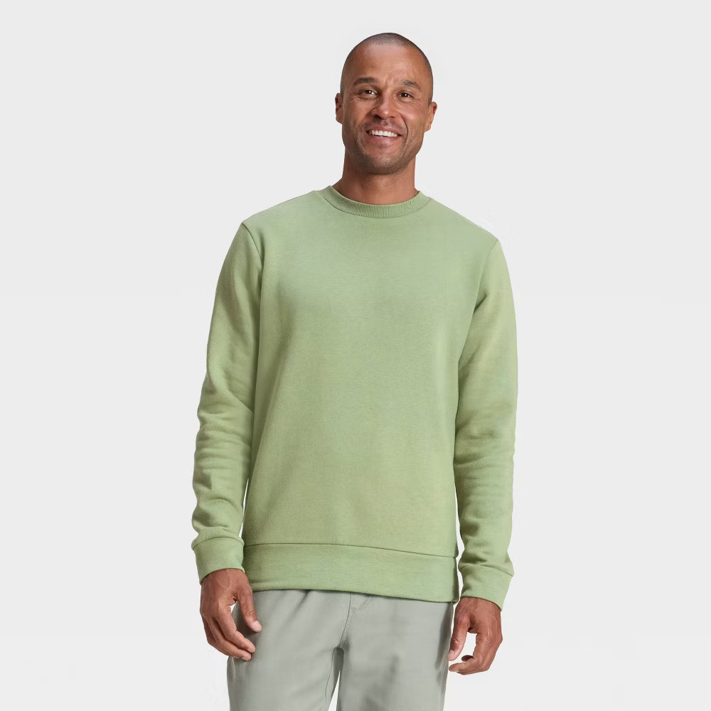 Men Every Wear Fleece Crewneck Sweatshirt – Goodfellow & Co Light Green