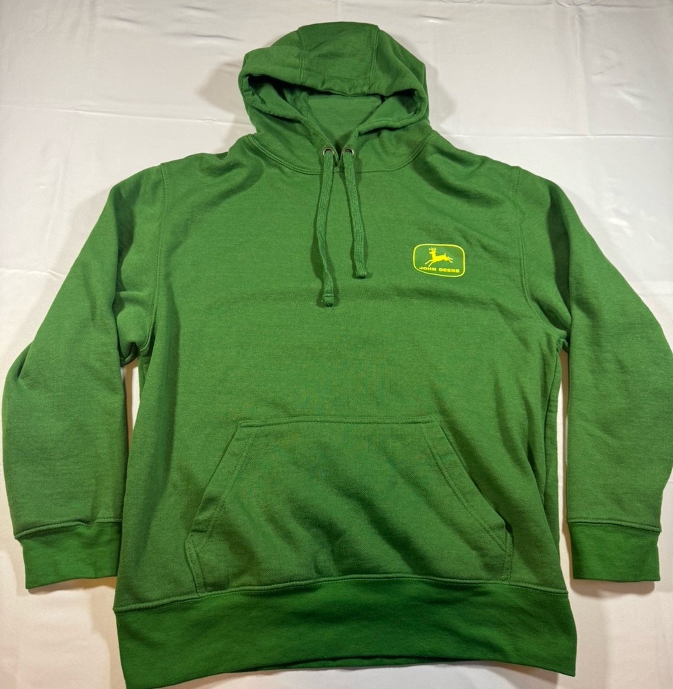 John Deere Green Men’s Long Sleeve Green Pullover Hoodie, Size Medium