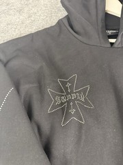 Supply And Demand Hoodie Mens XL Beaded Cross Shirt Black Streetwear Hip Hop N4