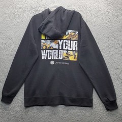 John Deere Full Zip Hoodie Men XL Multi Fleece Lined Run Your World Graphic Back