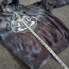 Dyenomite Gray/Blue Handcrafted Tie-Dye Hoodie Sweatshirt with Unique Graphic M