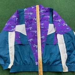 Vintage Nike Windbreaker Mens L Blue Purple 80S 90S Full Zip Color Block Coat
