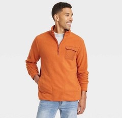 Men’s Quarter-Zip Fleece Sweatshirt – Goodfellow & Co™ Rust,
