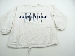VINTAGE Athletic Works Sweatshirt Mens M? Fit For Life Pockets Drawstring White