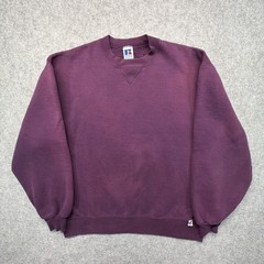 Vintage Russell Athletic Sweatshirt Mens L Blank Plum Crewneck Made In USA 90s