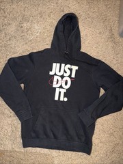 Nike Just Do It Fleece Pull Over Hoodie Sweatshirt Black Men’s Size Small