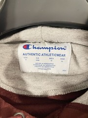Champion Pullover Hoodie M Pocket Large Logo Burgandy Drawstring