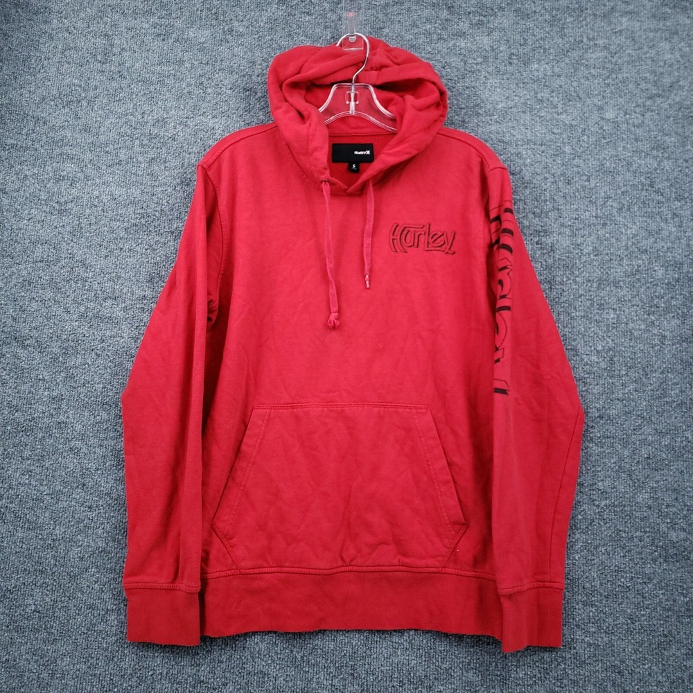 Hurley Hoodie Mens S Small Red Pullover Long Sleeves Hooded Surfing