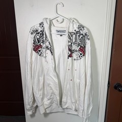 Vintage G-Unit Mens Full Zip Hoodie White Skull Crown XXL Y2K Streetwear READ