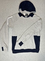 Adidas Men’s S2S Kangaroo Grey Blue Pullover Hoodie Sweatshirt Zip Sides Small