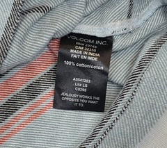 Volcom Baja Hoodie Mens XL Blue Coral Striped Woven Cotton Pullover Poncho