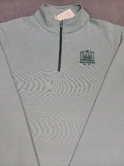 Peter Millar Men’s M GREEN White Pinstripe 1/4 Zip L/S NEW 3RD PTY WESTMINSTER