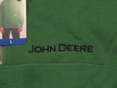 JOHN DEERE JD Green 1/4 Zip Fleece Hoodie Embroidered NWT Mens Sz Large