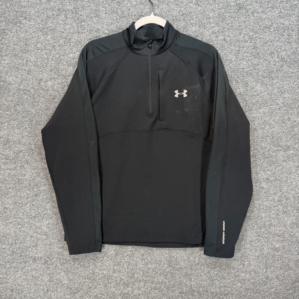 Under Armour Shirt Men Medium Black 1/4 Zip All Seasons Gear Waffle Fleece